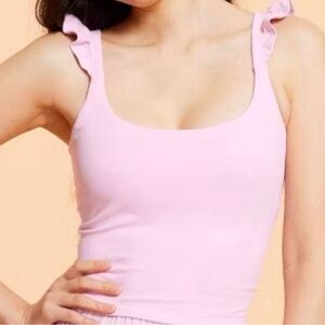 Blogilates Women’s Ruffle Tank Top Pink Size large